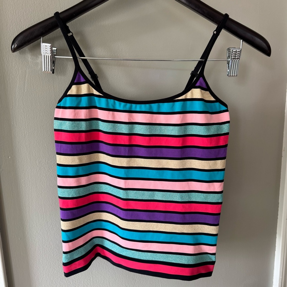 Body by Victoria secret glitter striped layer cami tank top vintage large nwot